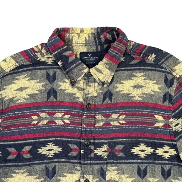 American Eagle AE Aztec Shirt Mens L Button Down Western Southwest Rodeo Pocket - Picture 5 of 7